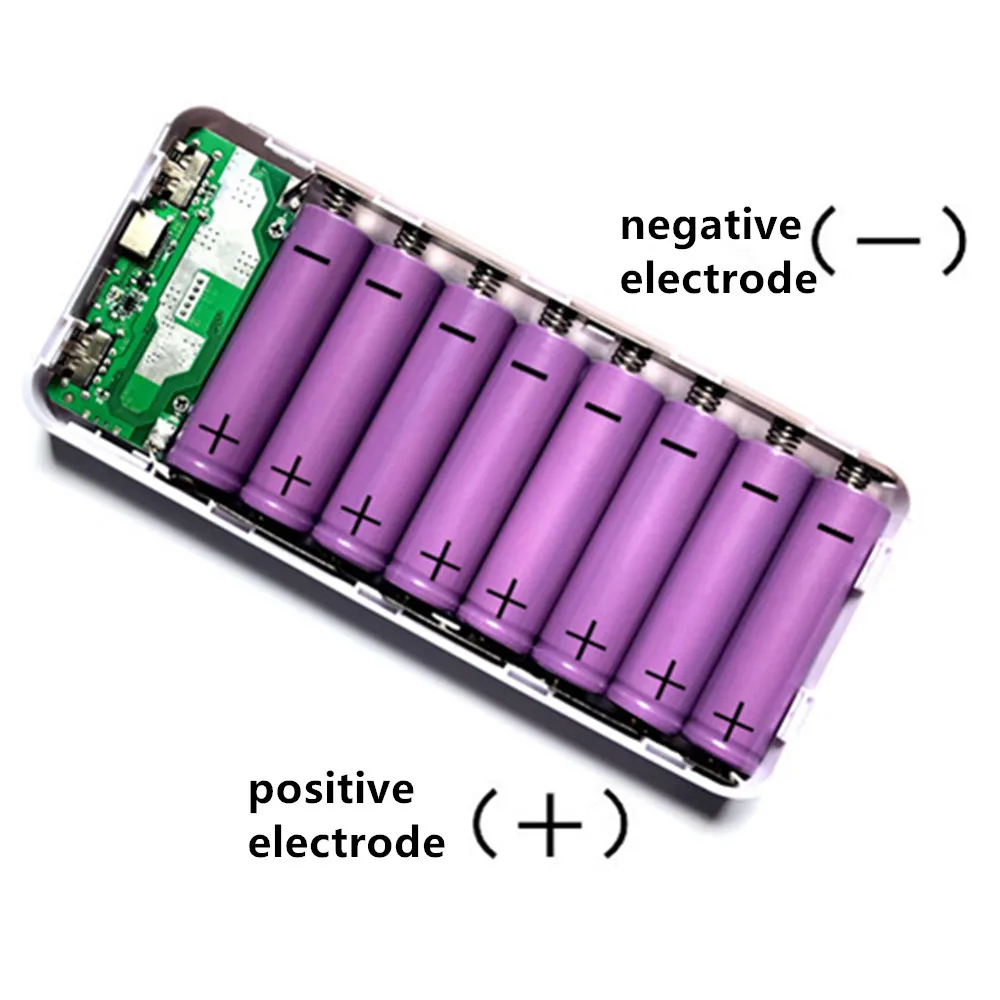 18650 Battery Holder DIY Shell Dual USB Type-C Charge Powerbank Case iPhone 8*18650 Battery Power Bank Case Storage Box