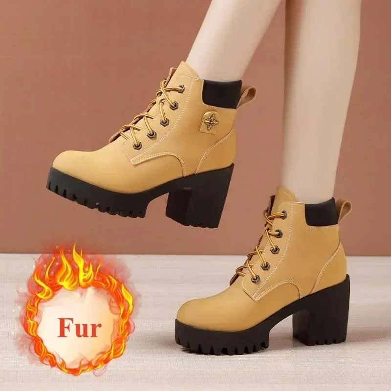 أحذية منصة ذات قاع سميك من الجلد الطبيعي للشتاء 4