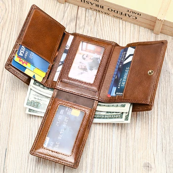 WESTAL Portafoglio in pelle di vacchetta Borsa per carte antifurto in pelle retrò premium da uomo Portafoglio multi-carta in pelle da uomo