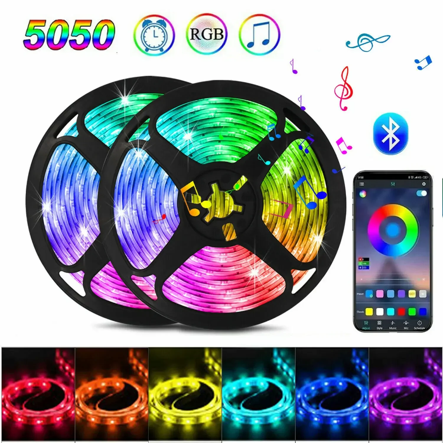 LED Strip Light RGB SMD 5050 USB Remote&APP Control Bluetooth Flexible Tape Diode Ribbon for TV Backdrop Living Room Bedroom