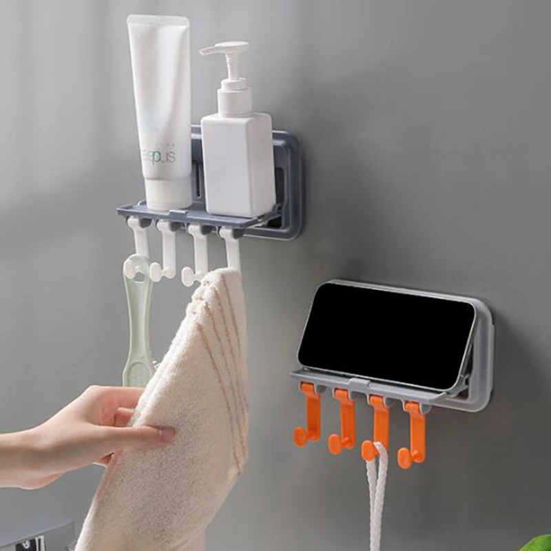 

Wall Hanging Rack for Bathroom, Wrought Iron, Free Punching Storage, Toilet Rack, Bathroom Wash