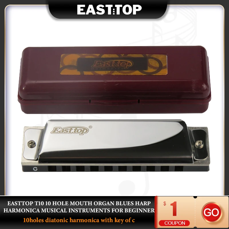 Harmonica Mouth Organ 10 Hole Easttop Harmonica Blues Harp Easttop