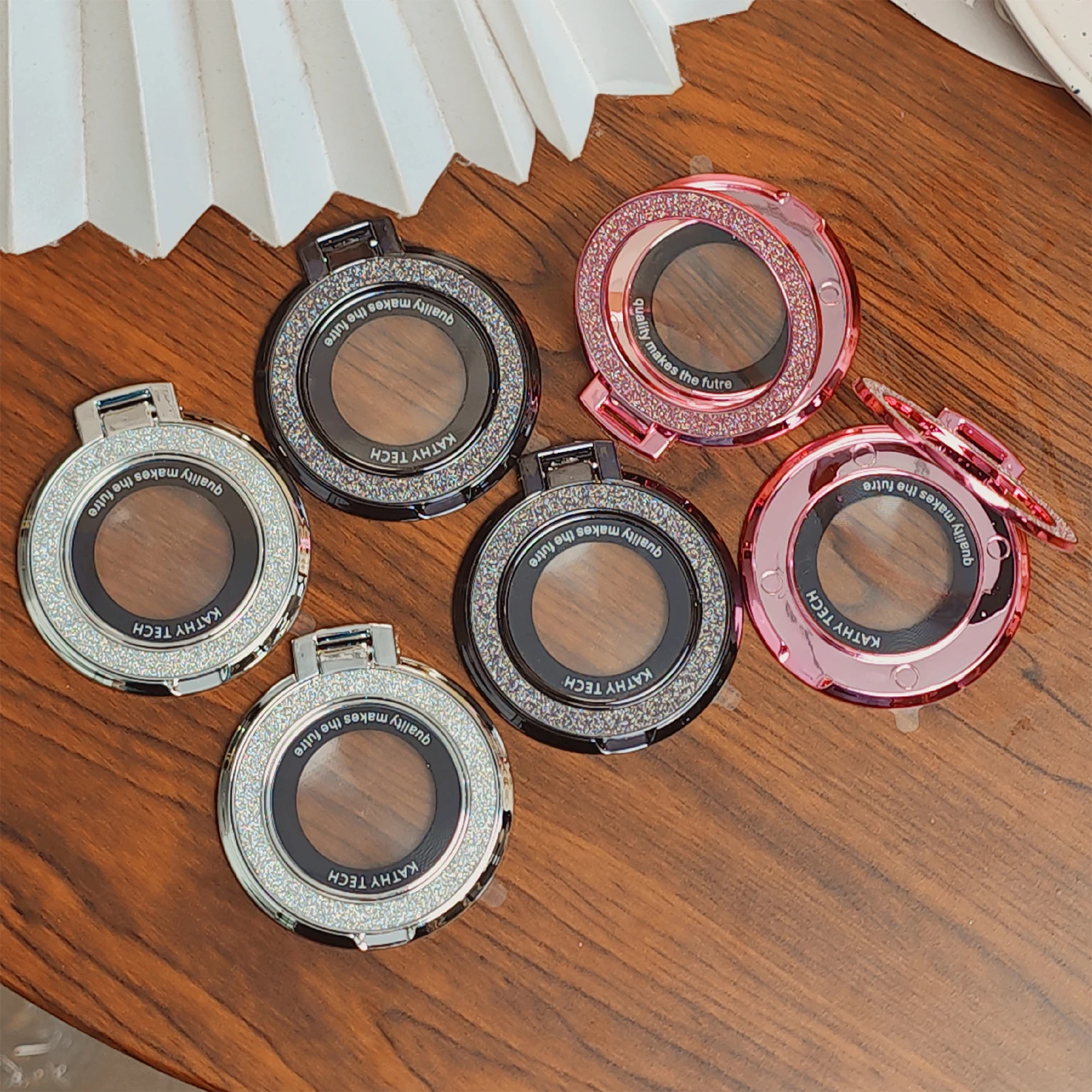 Fashion Glitter Bling Finger Ring Phone Holder Luxury Mobile Phone Stand Grip Back Sticker Phones Mount For iPhone 16 Bracelet