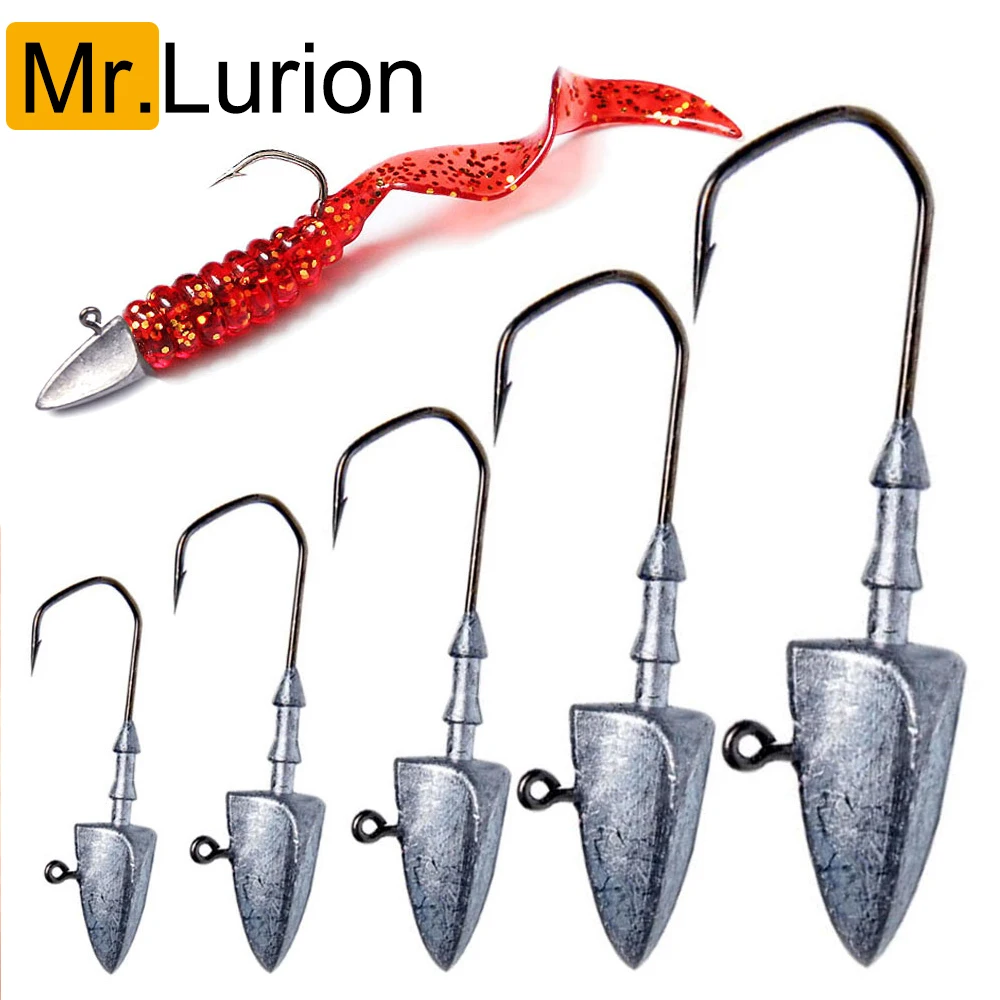 MrLurion 10pcs Triangle Head rig jig hook 3.5g 5g 7g 10g 14g 20g,soft lure bait fishing hook,sharp carbon steel fishing hook