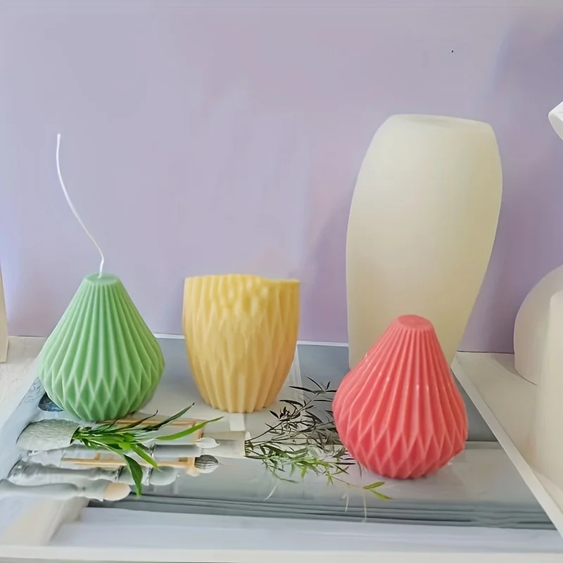 DIY 배 모양 아로마 캔들 실리콘 몰드, 3D 기하학 비누 석고 송진 몰드, 멀티 사양 케이크 몰드 홈 데코