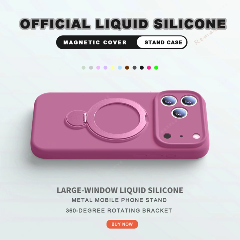 Magnetic Stand Liquid Silicone Phone Case with Magsafe Charging Holder