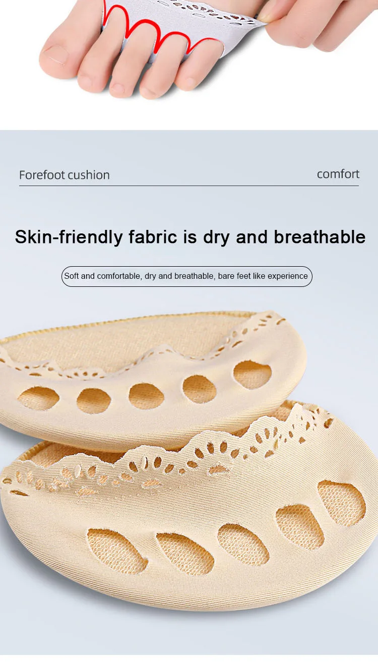 1 Paar Damen-Socken mit fünf Zehen und Vorfußpolstern, Schuheinlagen mit hohen Absätzen, halbe Einlegesohlen, Hornhautfüße, Schutz für Komfort – Detail 4
