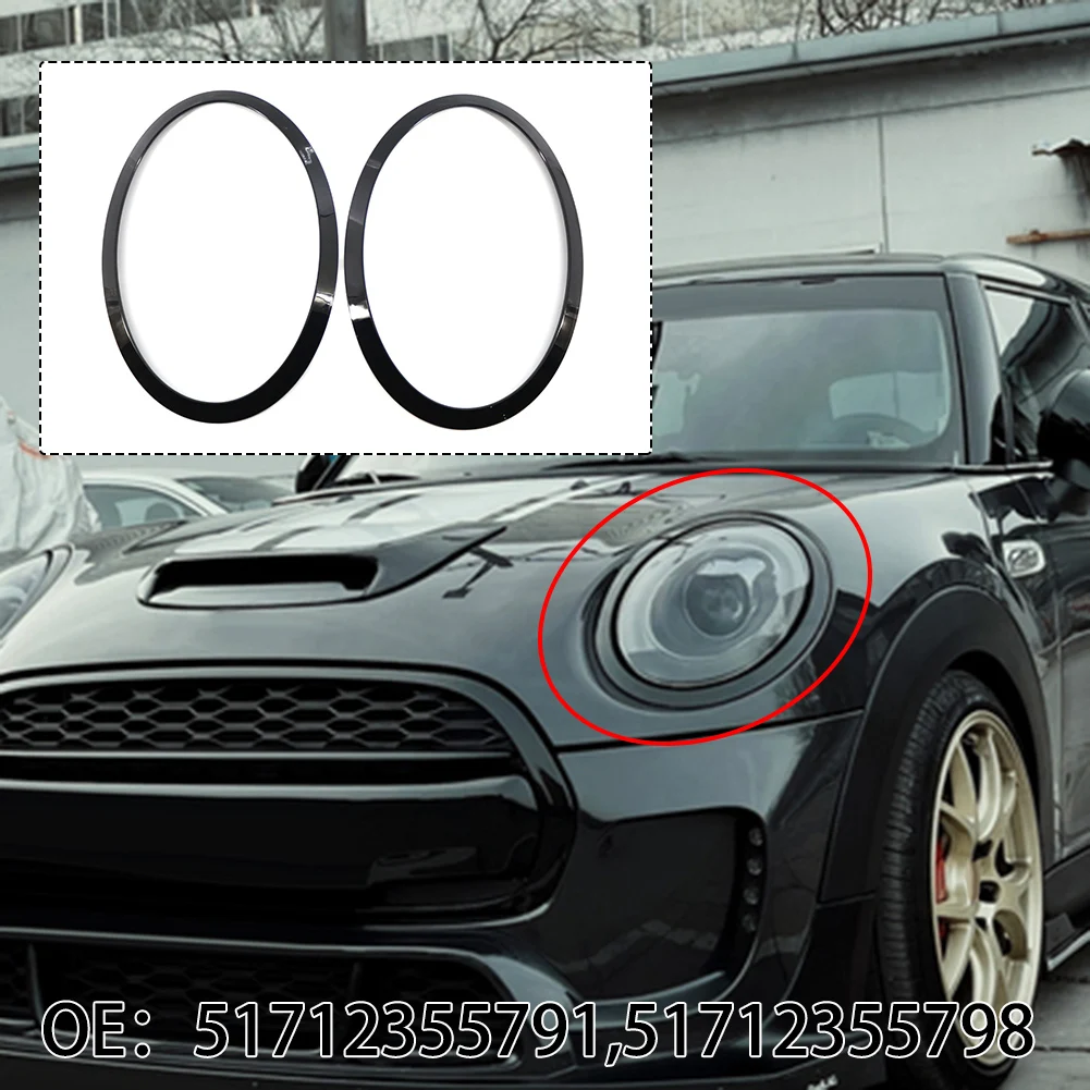 

2Pcs Gloss Black Headlight Ring Bezel Trim Surround Cover Rear Light Frame For Mini Cooper F55 F56 F57 2014+ Car Accessories
