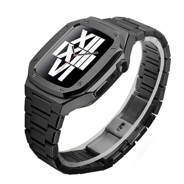Luxury Stainless Steel Apple Watch Band with Metal Bezel Case