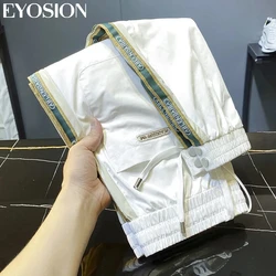 Mens Pants Stripe Long Trousers 2022 Summer Spring Casual Slim Fit Sport Gym Skinny Thin Ice Silk Fast Drying Jogging Joggers
