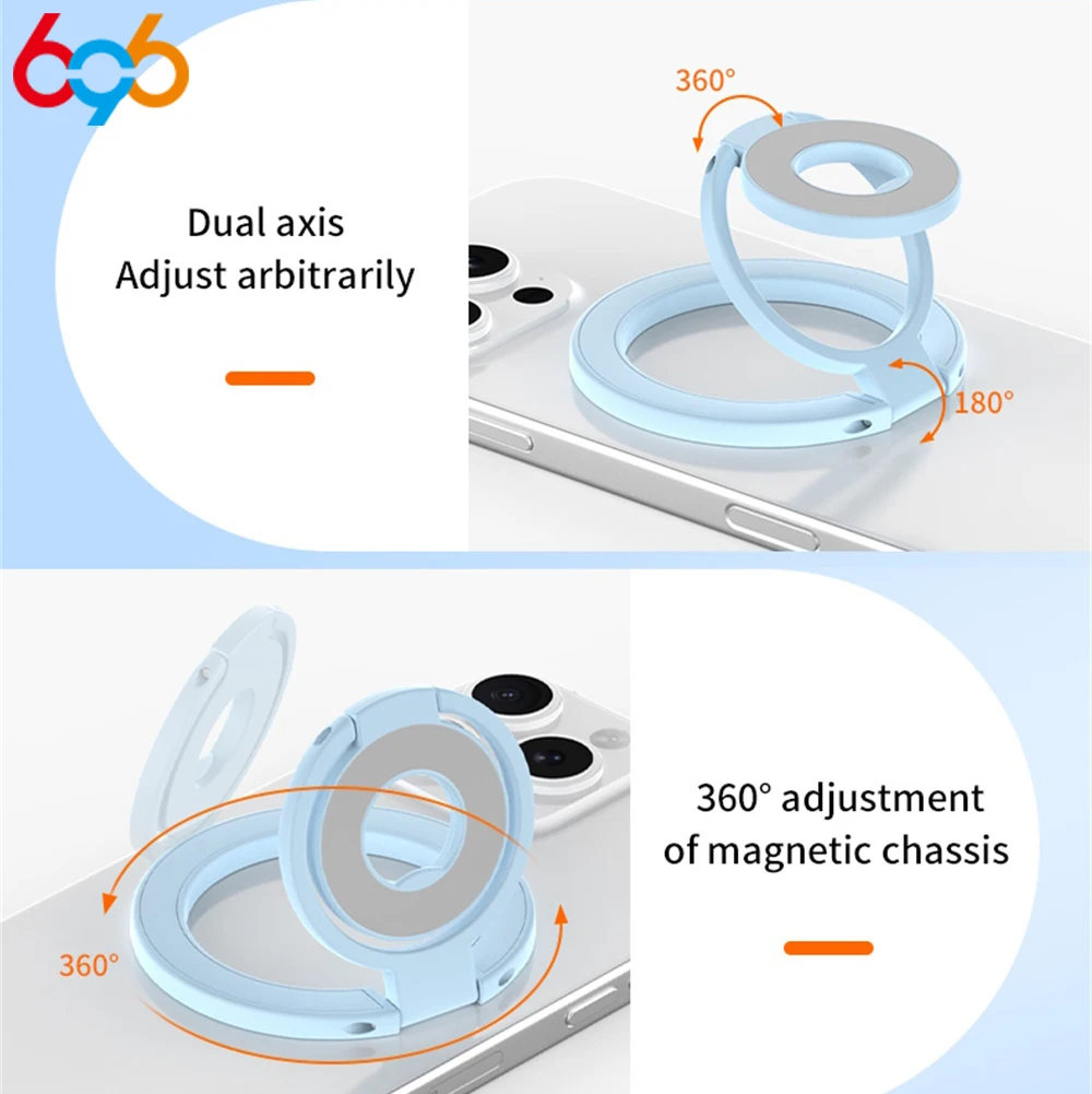 360° Rotating  Folding Cellphone Stand Double Sided Magnetic Phone Ring Holder Support Universal Portable Accessory Grip Bracket, Alina Gadgets