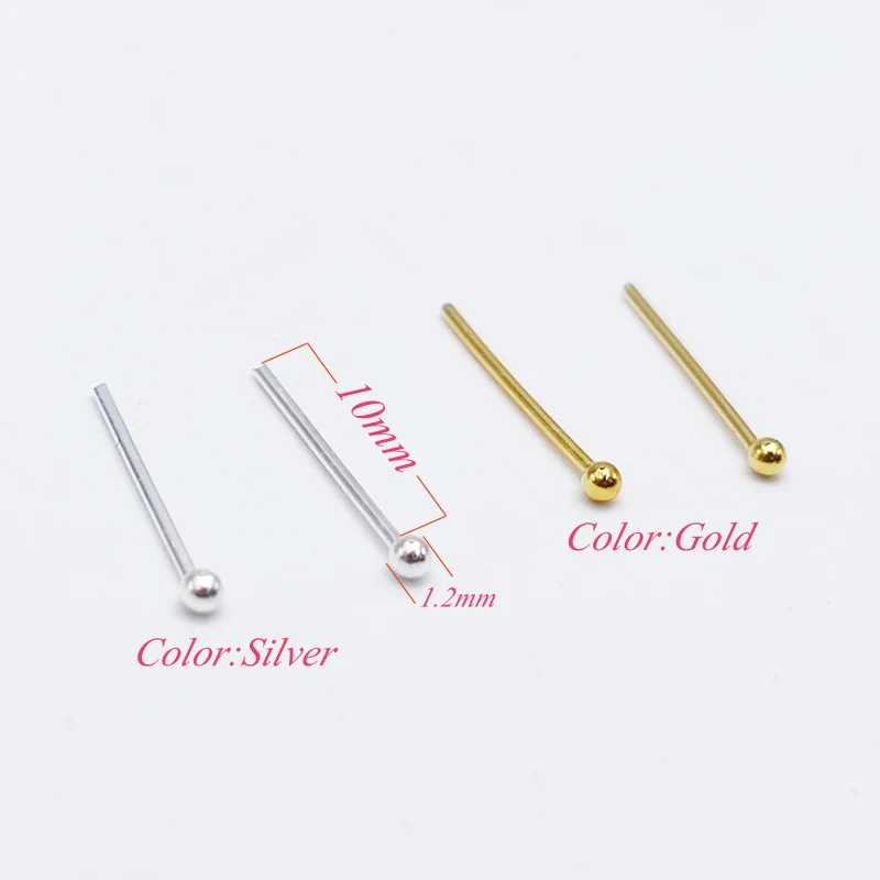 12pcs/pack 925 sterling silver Tiny 1.2mm nose studs pin piercing Ball Shape Nose ring piercing jewelry 2
