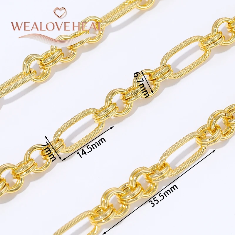 Cadena cubana gruesa de Metal de latón chapado en oro de 18 quilates para fabricación de joyas, accesorios de cadena de joyería hechos a mano DIY, suministros de cadena