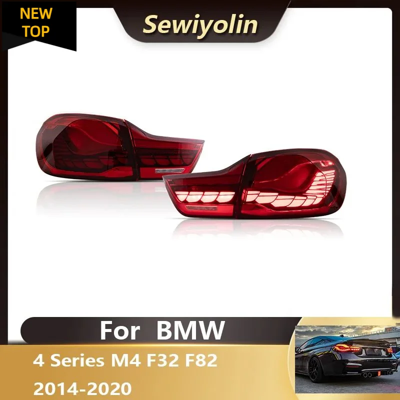 

Автомобильные красные задние фонари на органических светодиодах для BMW M4 GTS F32 F33 F82 F36 F83 2014-2020, задний фонарь, подключи и работай, сигнал ДХО, автомобильный тормозной подвод