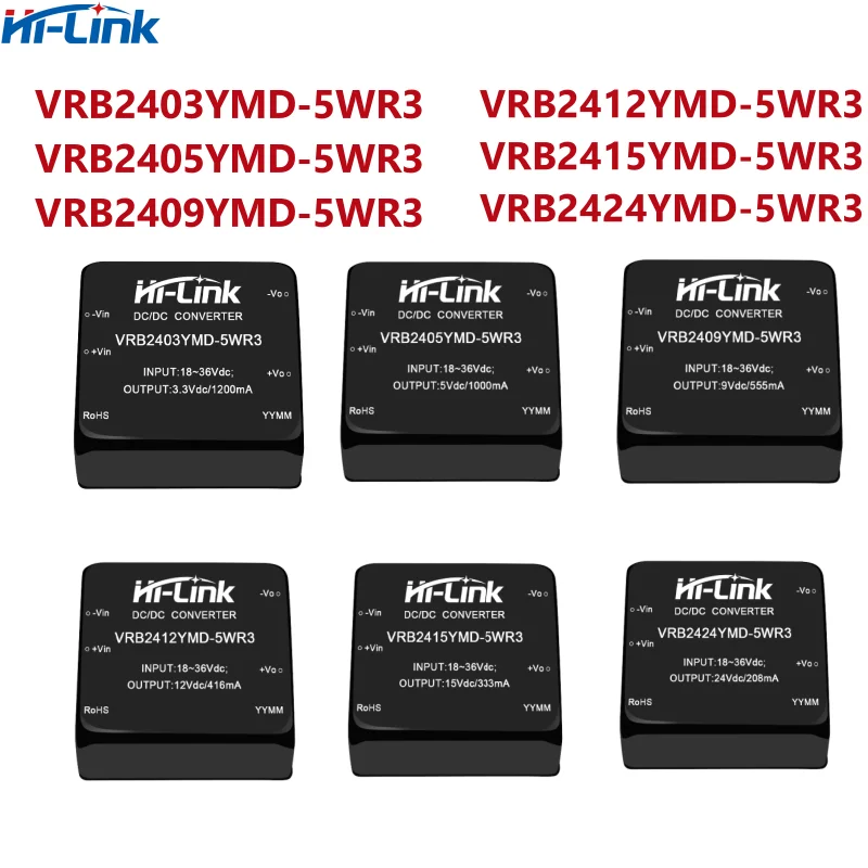 

Hi-Link 24V to 3.3V VRB2403YMD-5WR3 10pcs/lot isolated power module wide voltage DCDC voltage stabilization and step-down module