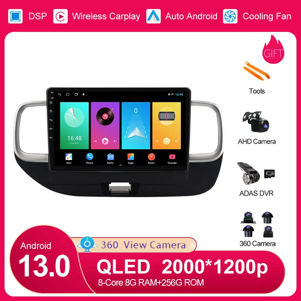 

9" Android 13 Video GPS Stereo DVD Carplay For Hyundai Venue RHD 2019 - 2021 Car Radio Multimedia Player Head Unit Navigation