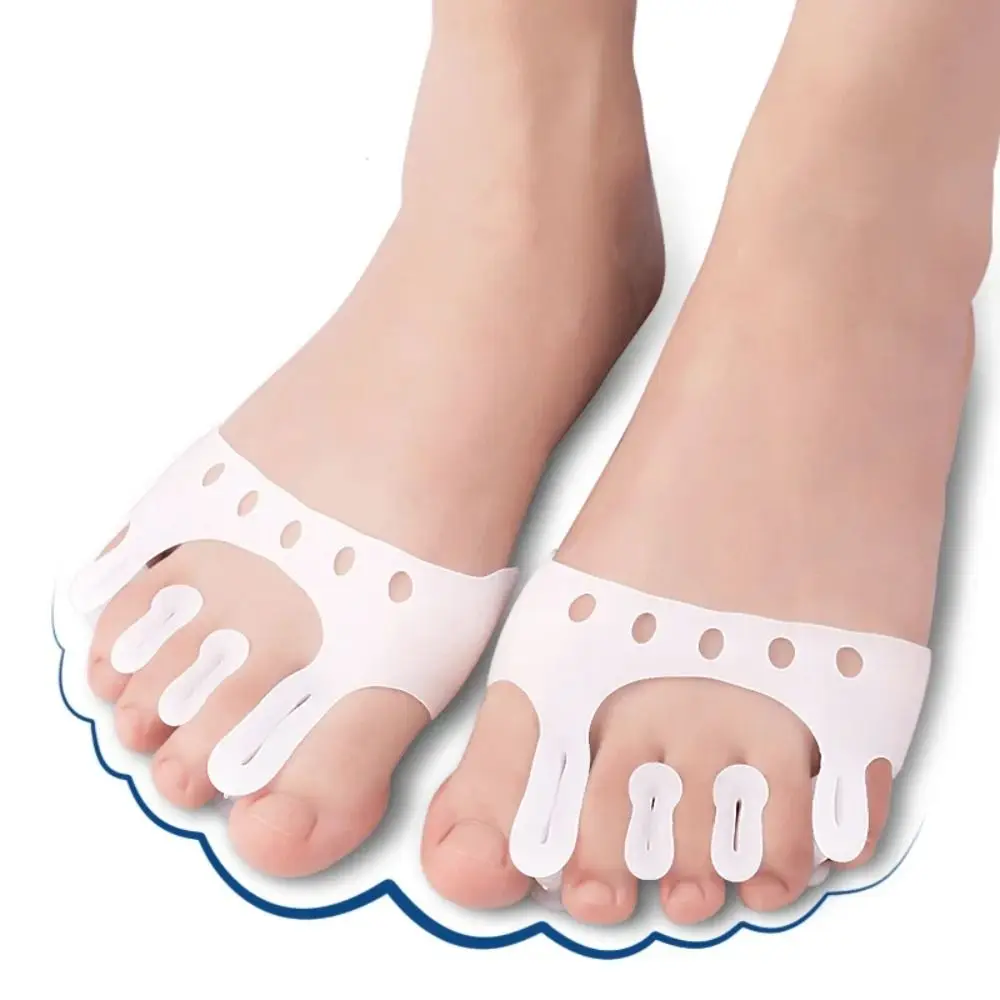1Pair New Silicone Five Toe Separator Hallux Valgus Spacers Orthopedic Bunion Corrector Forefoot Pads Braces Toe Separator