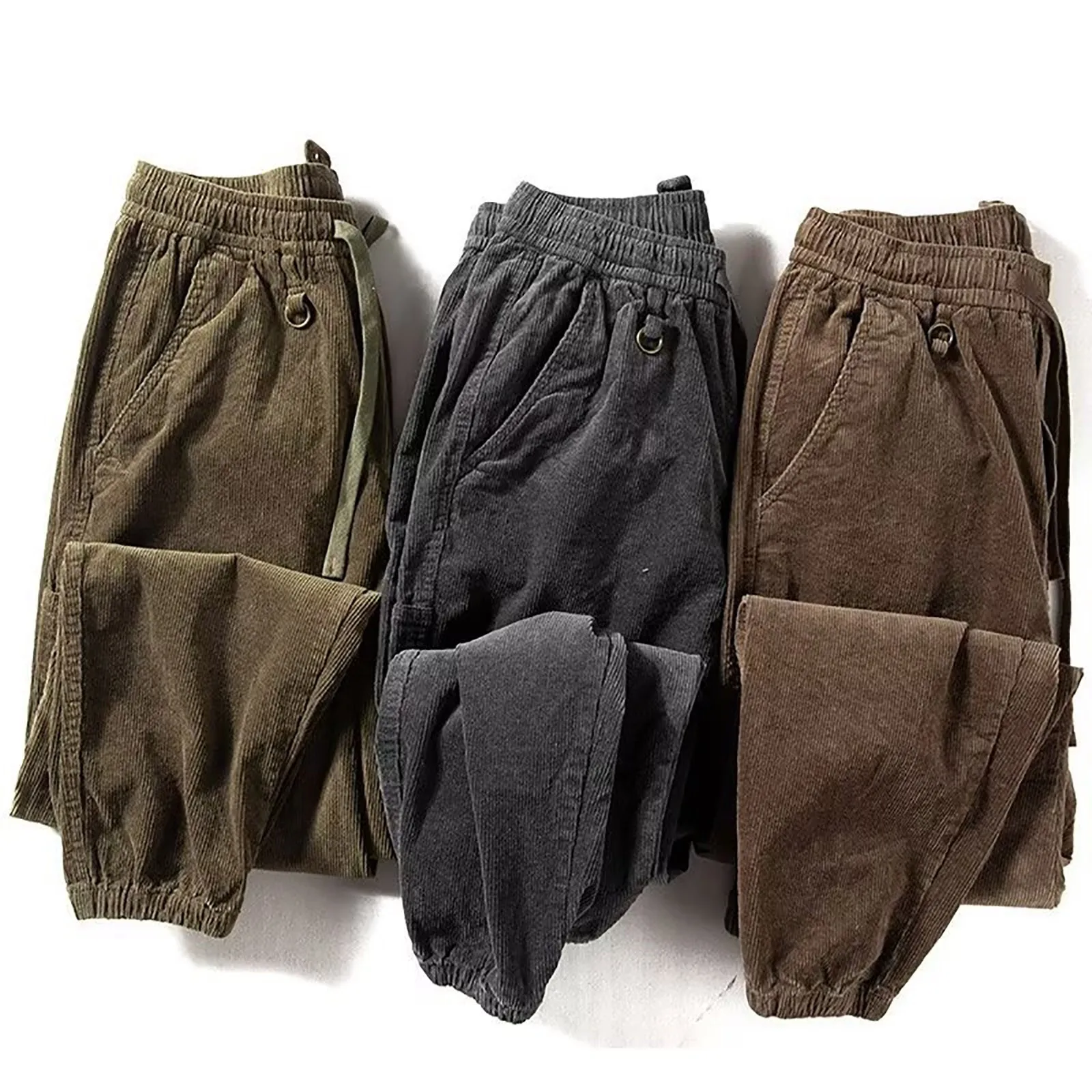 

Cargo Pants Trousers For Men 2024 Casual Multi Pockets Stretchy Cuffs Thin Drawstring Elastic Waist Men Fitness Pants 2024
