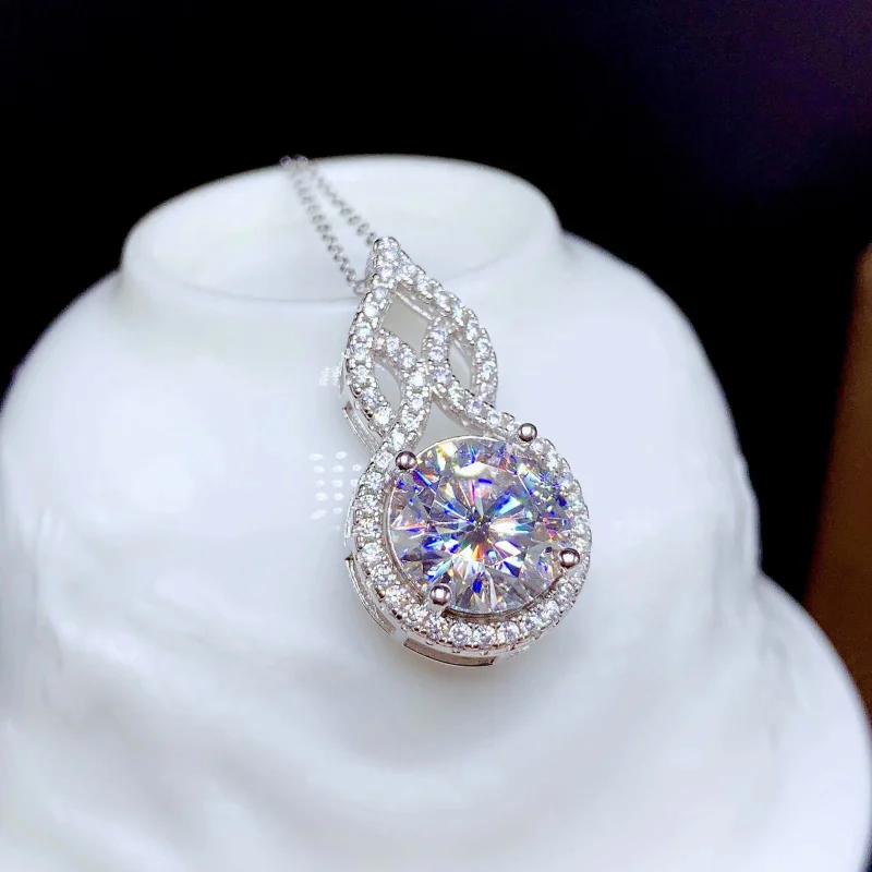 OXTAO D 컬러 Moissanite 인피니티 펜던트 목걸이 여성 진짜  약혼 럭셔리 조롱박 모양 쥬얼리