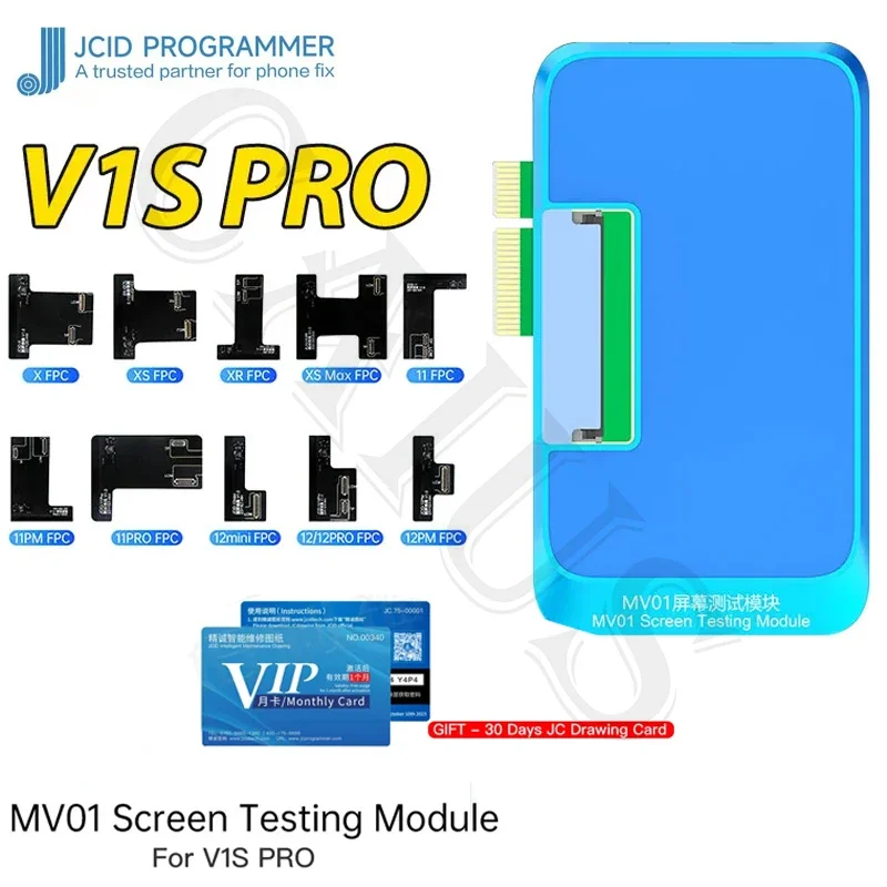 

JC JCID V1S PRO MV01 Screen Testing Module for IPhone X 11 12 13 14 15 Pro Max Plus MINI Display Touch Full Function Test Module