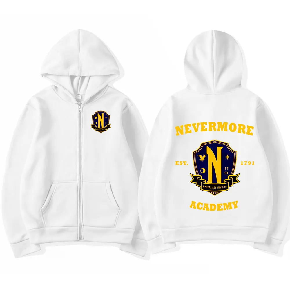 Wednesday Addams Nevermore Academy Zipper Hoodie Sweatshirts