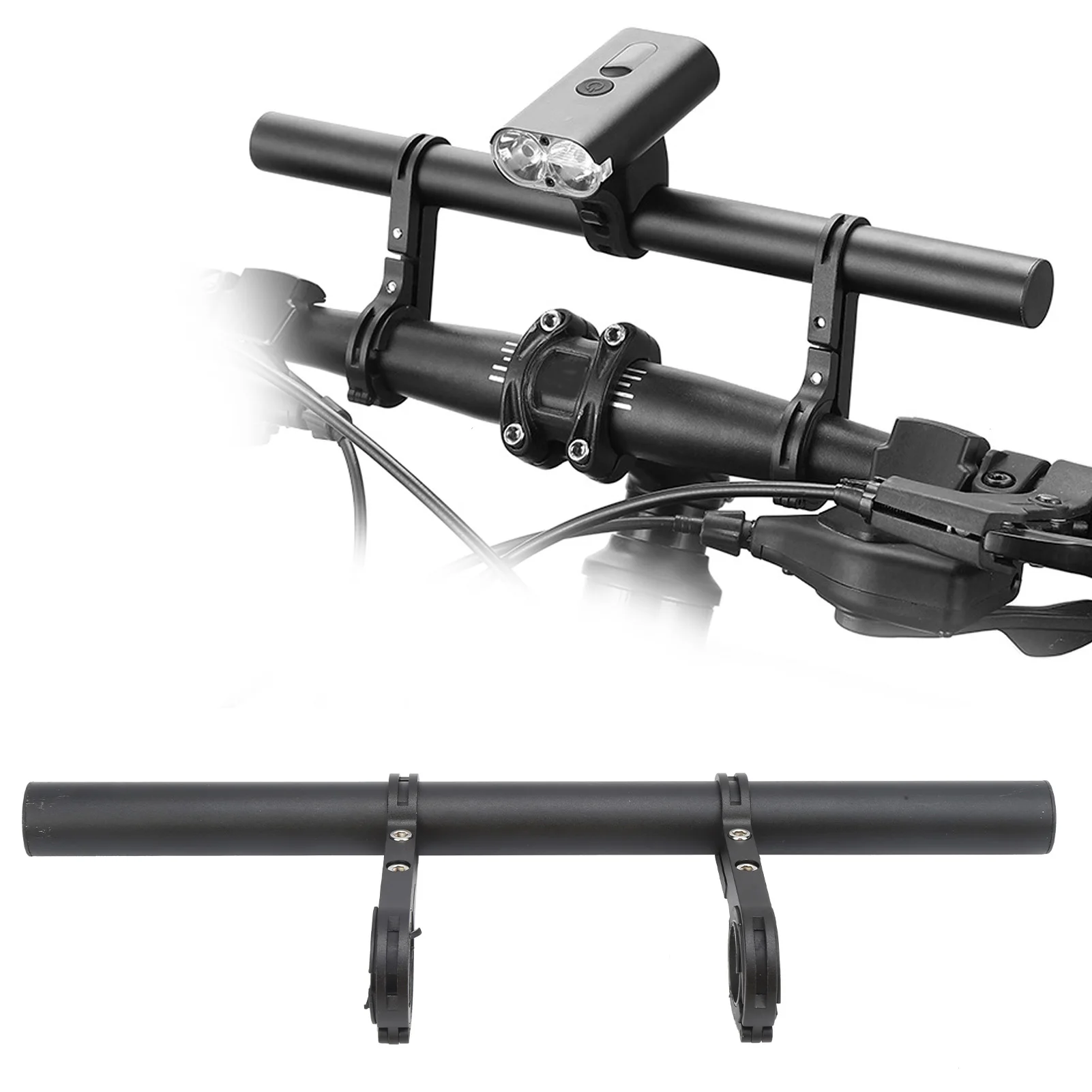 New Handlebar Double Extended Bracket 30CM Aluminum Alloy Handlebar Extender Bracket Mount Bike Headlight Mount Bicycle Tool