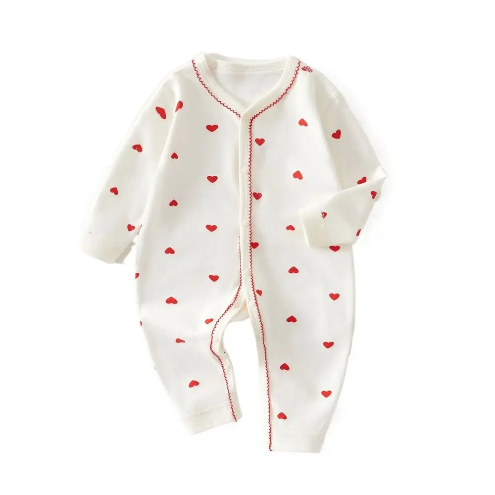 Cute Long Sleeve Baby Romper Pure Cotton Strawberry Cartoon Love Bodysuit Soft Fabric Stripe Infant Romper Newborn Baby