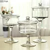 Minimalist European Tall Clear Glass Jar Cake Pan Candy Pots Tea Caddy Desk Decoration Dried Fruit Dessert Storage Jars with Lid 2