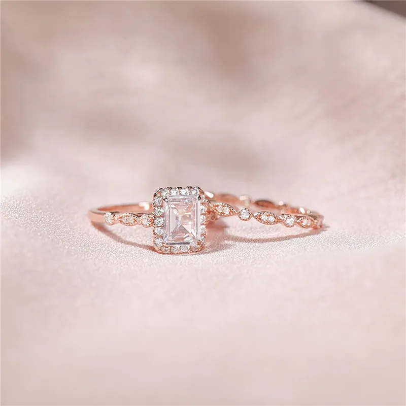 2CT 925 Sterling Silver Bridal Ring Sets Emerald Cut CZ Engagement Rings Vintage Promise Rings Marquise Wedding Bands for Women