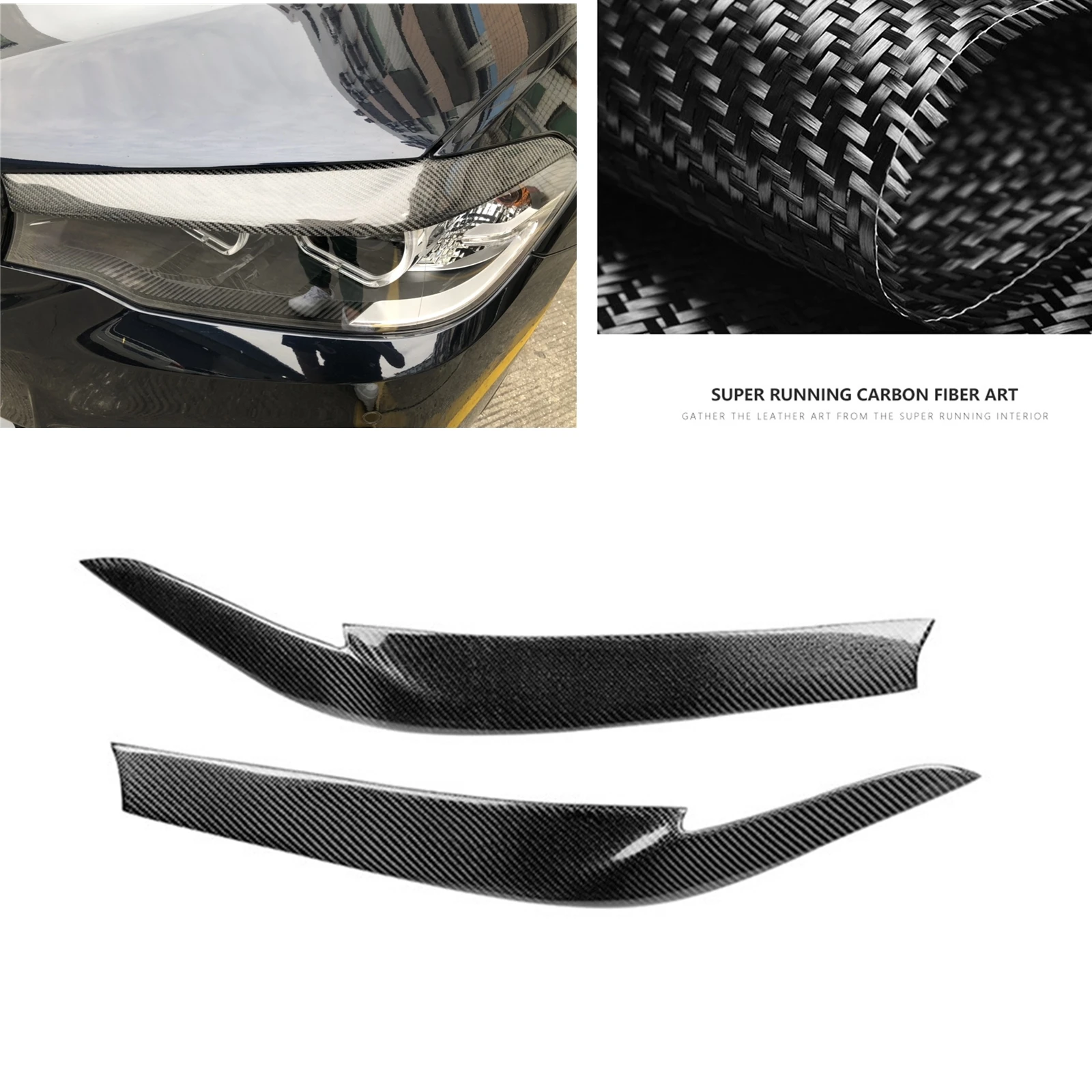 

2PCS Carbon Fiber Headlight Eyebrow Sticker Eyelid Front Head Lamp Cover Brow For BMW G30 G31 G38 530i 540i 520i M550i 2017-2023