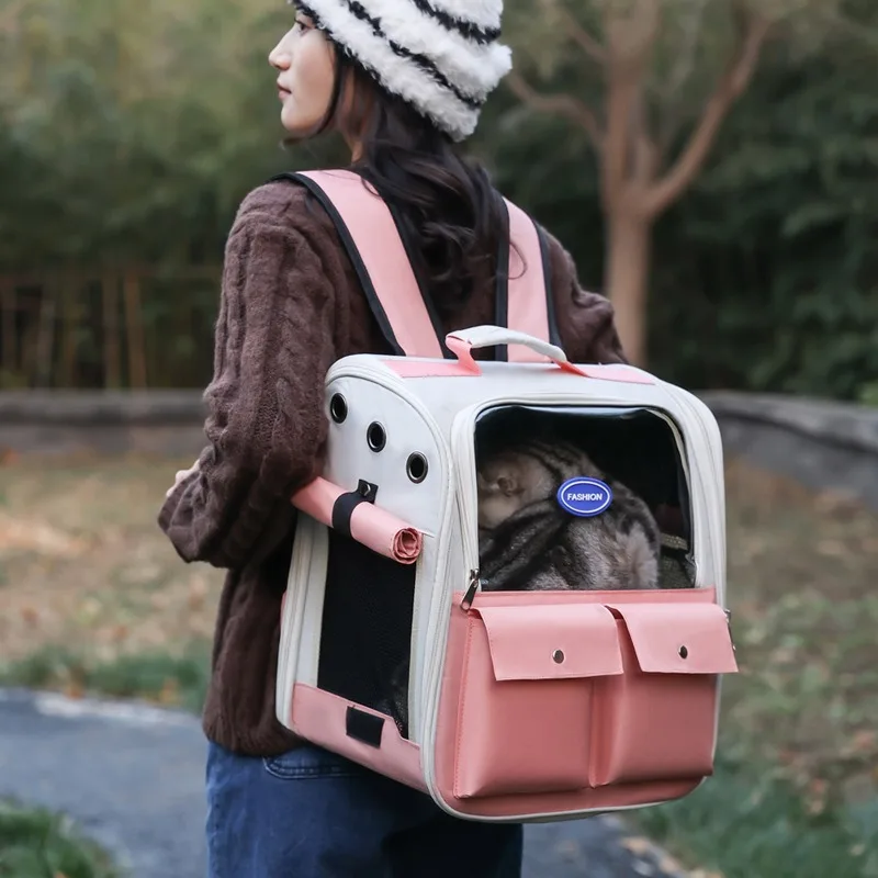 1PC Cat Bag Portable Two Shoulder Cat Book Bag for All Seasons Breathable and Stress Resistant Pet Backpack