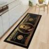 Black Gold 100 Dollar Bill Money Kitchen Floor Mat Home Decor Hallway Balcony Laundry Runners Rugs Bathroom Non-slip DoorMat 2