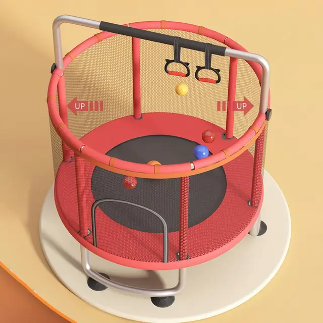 22564-bb1bfd.jpg Kids Trampoline, High Bounce Cloth Adjustable Baby Toddler Trampoline, Widen U-shaped Base 440lbs Mini Trampoline With Swing