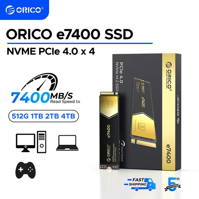 ORICO Gaming PCIe4.0 M.2 NVMe SSD PS5 7400MB/S Internal Solid State Drive Gen4 for High End Computing Gamer Heavy Duty Works 1