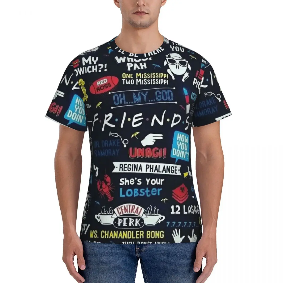 

Colorful Pair Best Friends TV Show Men's tight fitting sports T-shirt,Quick-Drying3D print T-shirt