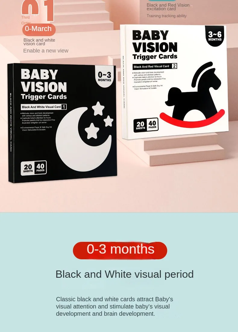 3 to 6 Months Vision Trigger Cards Early Education Cards Training Newborn  Babies Visual Stimulation Practice Montessori Toy - AliExpress