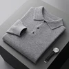 100% Pure Wool Jacket Men's POLO Collar Pullover 2022 Spring and Autumn New Knitted Top Casual Loose Large Size Men's Shirts 4