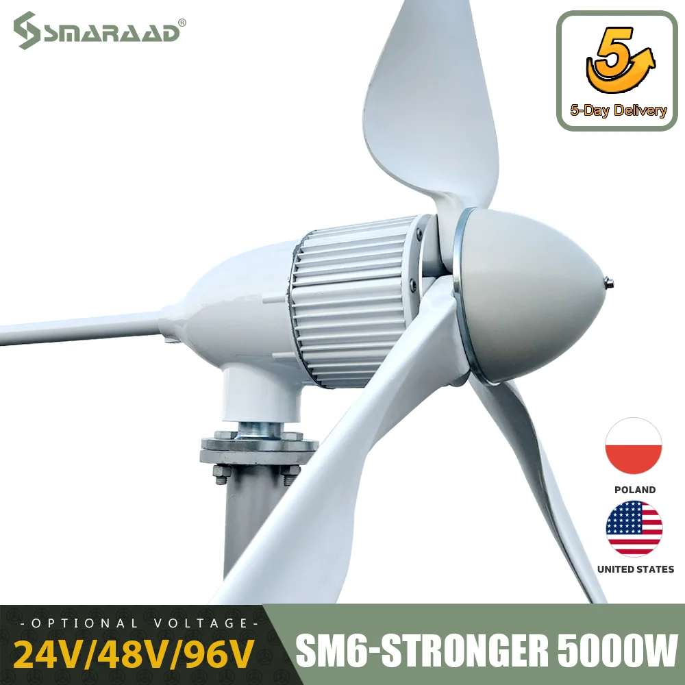 More Powerful SM6 5000W Fast Delivery In Poland Horizontal Wind Turbine