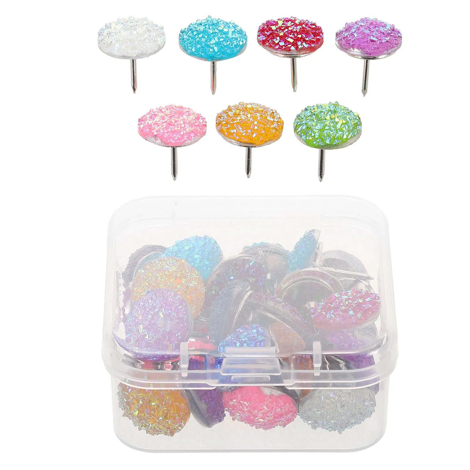 30Pcs 스파클링 스타 디자인 플랫 엄지 못핀, 게시판 코르크 보드 액세서리, 장 푸시핀, 프로젝트, 여행용