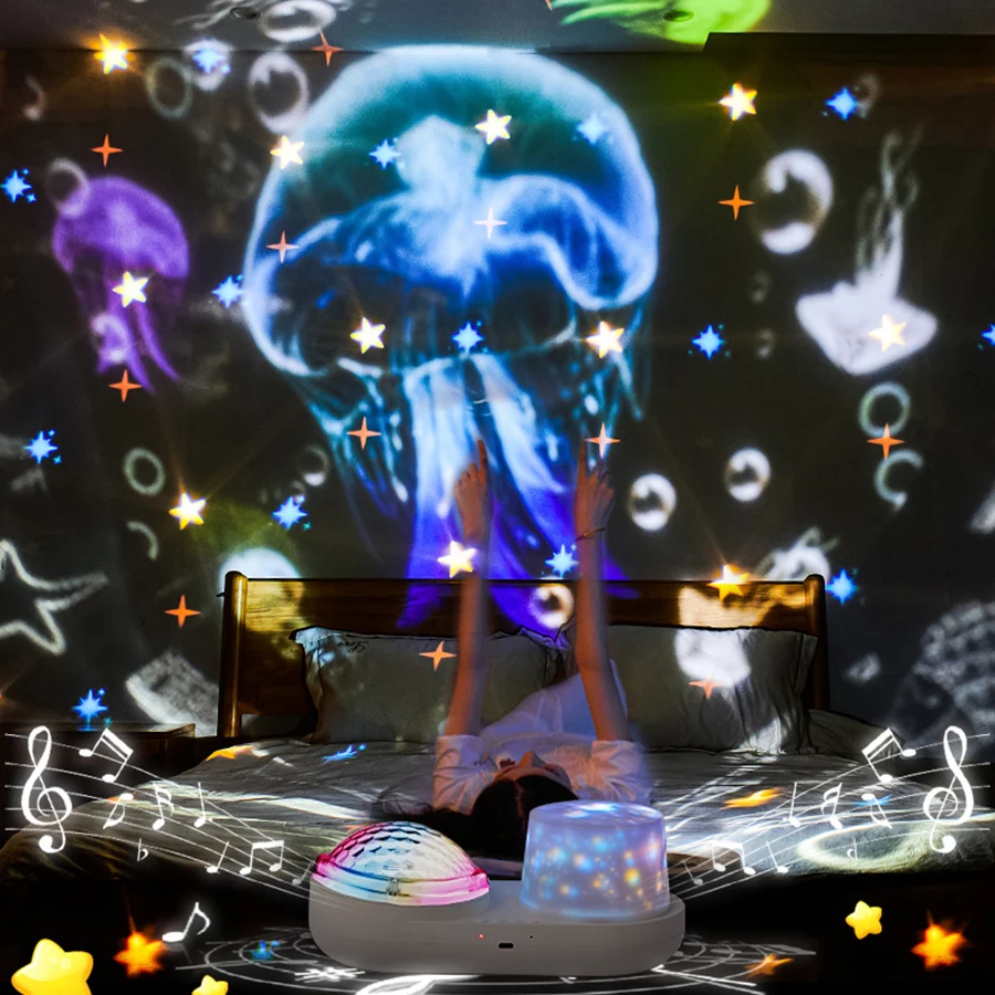 Galaxy Dynamic 360 Degrees Ocean Star Sky Starry Constellation Projector Night Light Home Decoration For Kids Baby Gift
