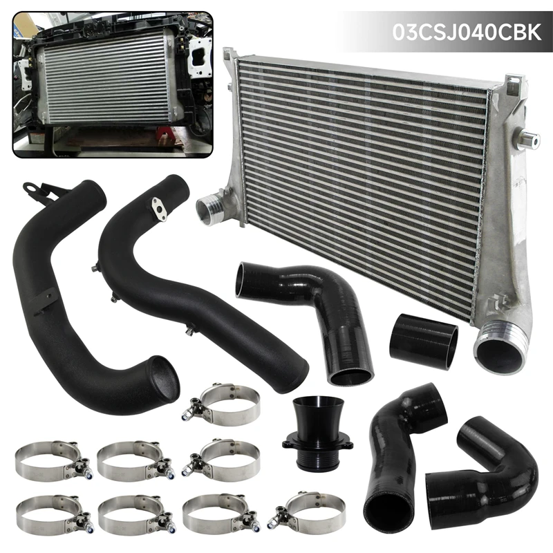 

Комплект алюминиевого интеркулера с трубой для зарядки для VW GTI MK7 Golf R Audi A3/S3 Skoda Seat 1,8 T 2,0 T TSI, черный/синий/красный