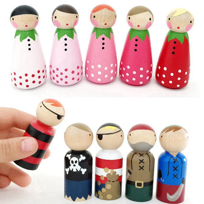 50 Pieces Unfinished Wood Peg Dolls with Nesting Cases, Wooden