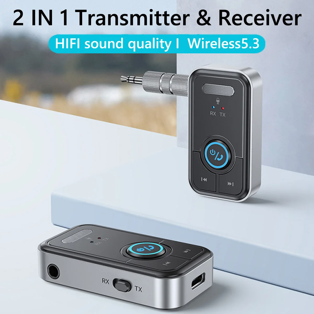 Wireless Handsfree Kit Car Receiver Adapter 3.5mm AUX 2 in 1 Transmitter Receiver Lossless MP3 Player