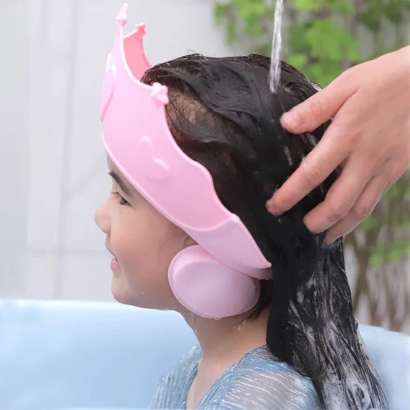 Baby Shower Soft Cap Adjustable Hair Wash Hat for Kids Ear Protection Safe Children Shampoo Bathing Shower Protect Head Cover