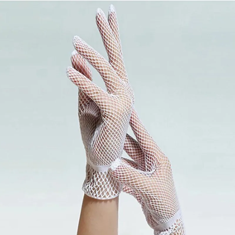 Fishnet Mesh Glove lace gloves fashion gloves Protection Lace Elegant Lady Style Gloves Black and White 1 Pair