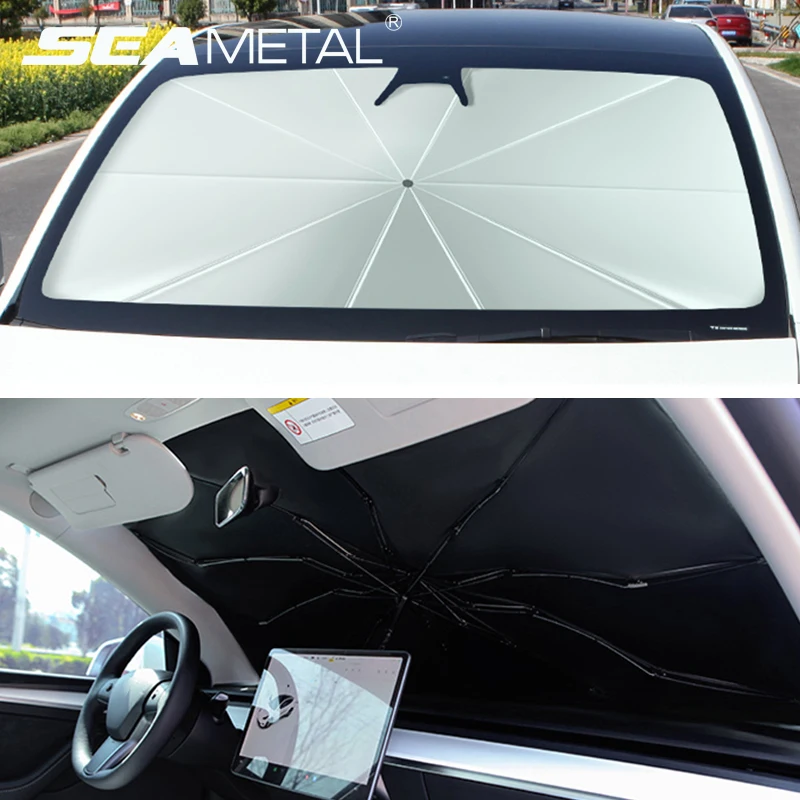 For Tesla Model 3 Y Car Windshield Sun Shade Umbrella Car Uv Cover