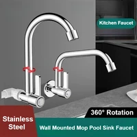 ก๊อกน้ำติดผนัง สแตนเลส ก๊อกน้ำห้องครัว ก๊อกน้ำแบบก้านเดียว น้ำเย็น ก๊อกน้ำกันน้ำกระเด็นสำหรับใช้ในบ้าน 1