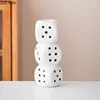 Creative Dice Shape Ceramic Vase Desk Decoration Flower Arrangement Artificial Flowers Decorative Vases Room Aesthetic Decor 4