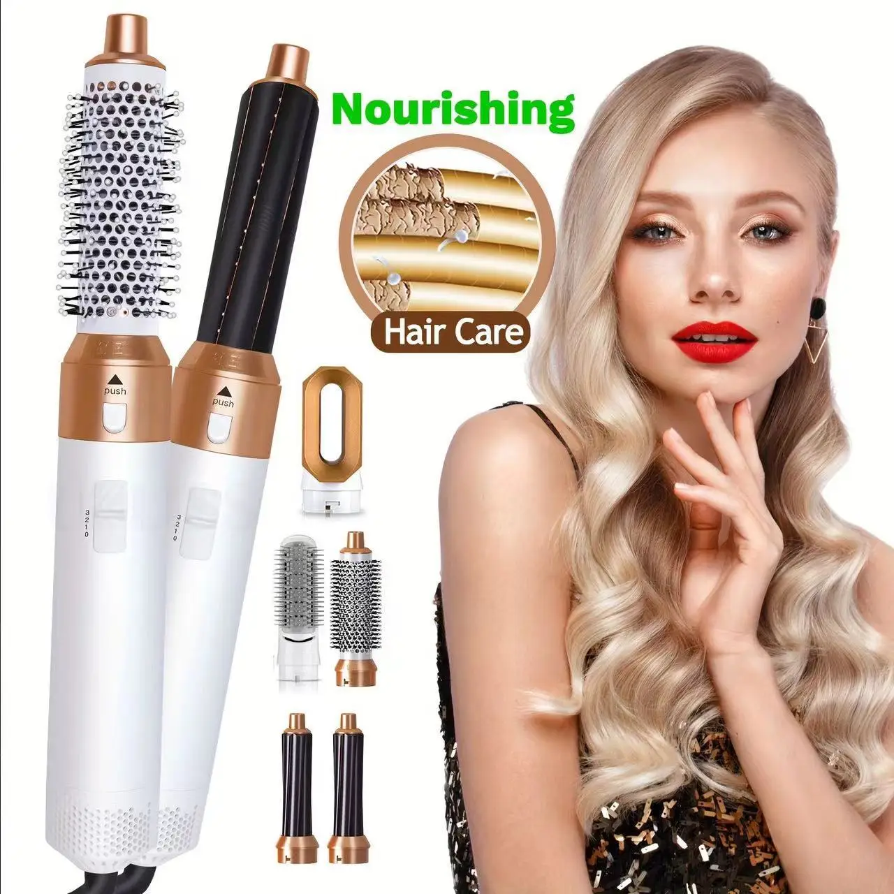 5-in1-hot Air Comb Multi-head Automatic Curling Iron, Hair Dryer, Straight Hair Comb, Cross-border Hair Dryer, Curling Iron. 3