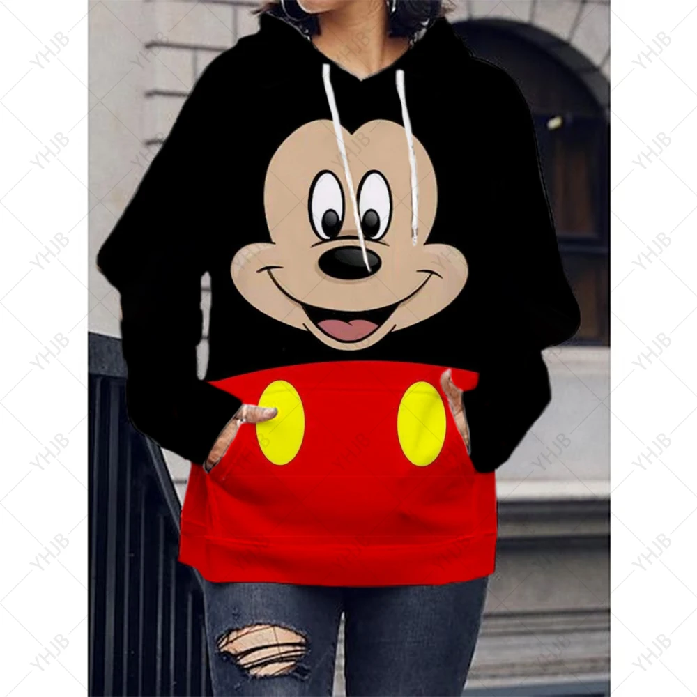 

Disney Minnie Mickey Mouse Print Women Hoody Hip Hop Crewneck Hoodies Oversized Pullovers Fashion Casual Womens Sportswear